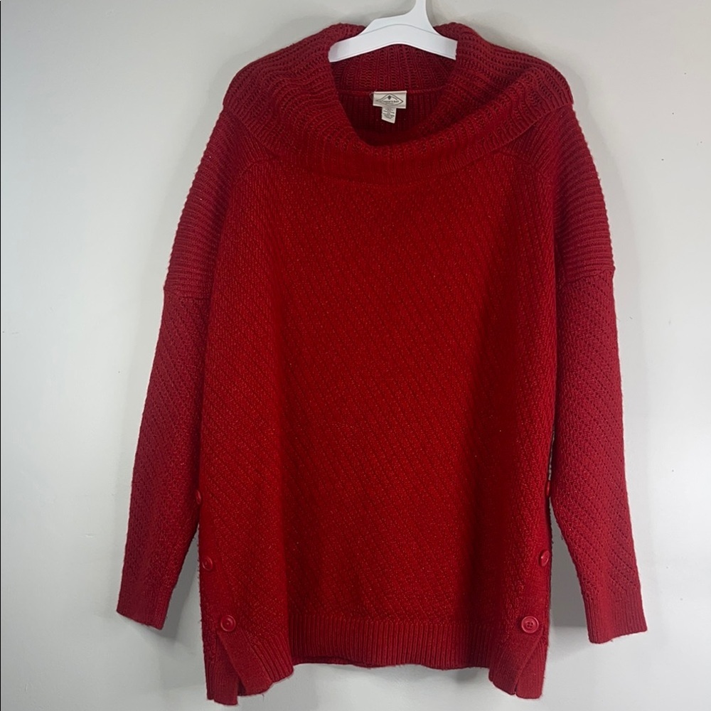 St. John’s Bay Red Cowl Neck Cable Knit Sweater Plus Size PXXL #109